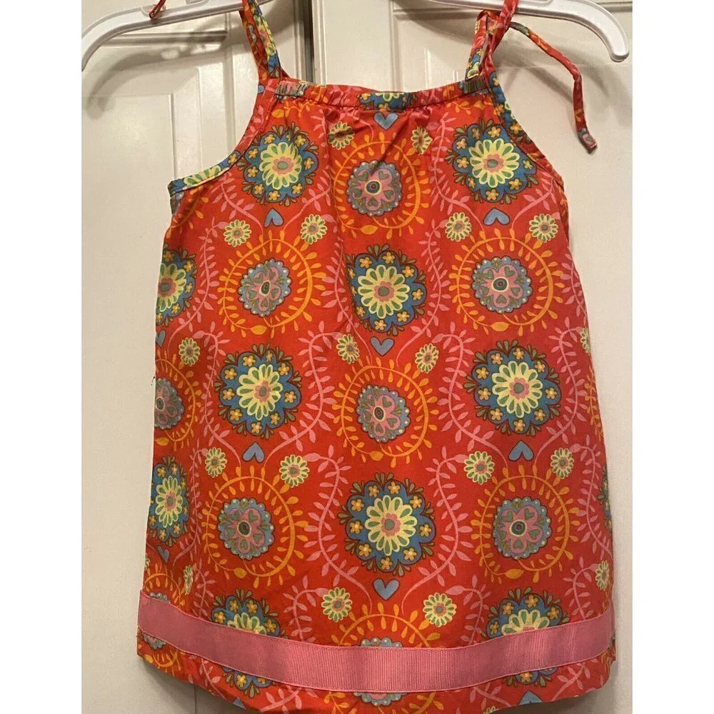 80‎ Hanna Andersson Sz 2 Girl’s Pink Orange Cotton Pillowcase Dress